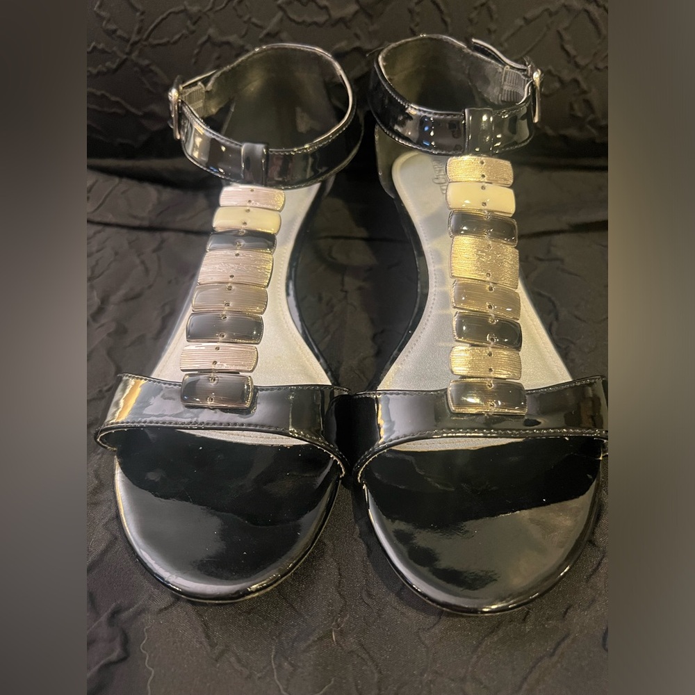 East 5th Black Patent Wedge